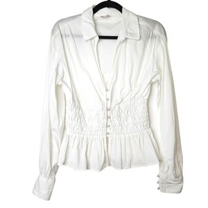 GUESS White Pearl Button Down Blouse Size Small
